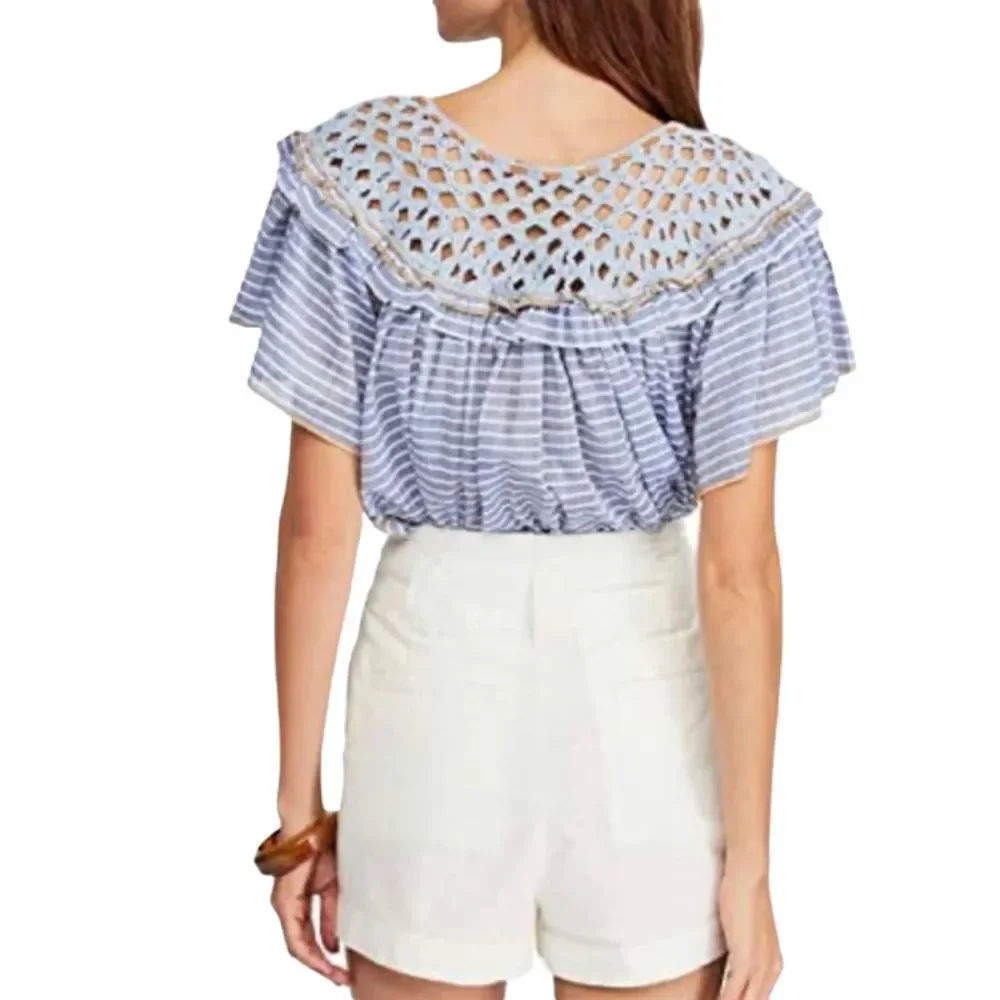 OPEN TO OFFERS! Free People Blue Striped Women's Top - Picture 2 of 11
